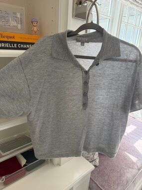 J.Crew Heather Gray Cashmere Short Sleeve Polo